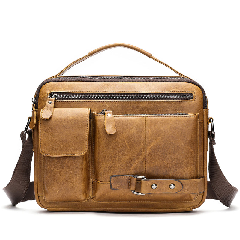 men's leather messenger bag, view 5 - MRSLM