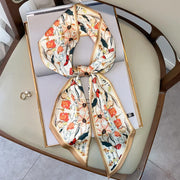 Floral silk-feel long scarf, view 6 - MRSLM
