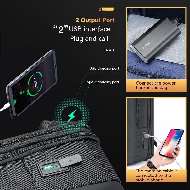 men's business USB backpack, view 4 - MRSLM