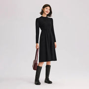 winter corduroy patchwork midi dress, view 6 - MRSLM