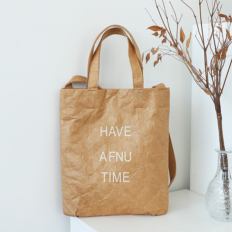 vintage washed kraft paper tote bag, view 5 - MRSLM