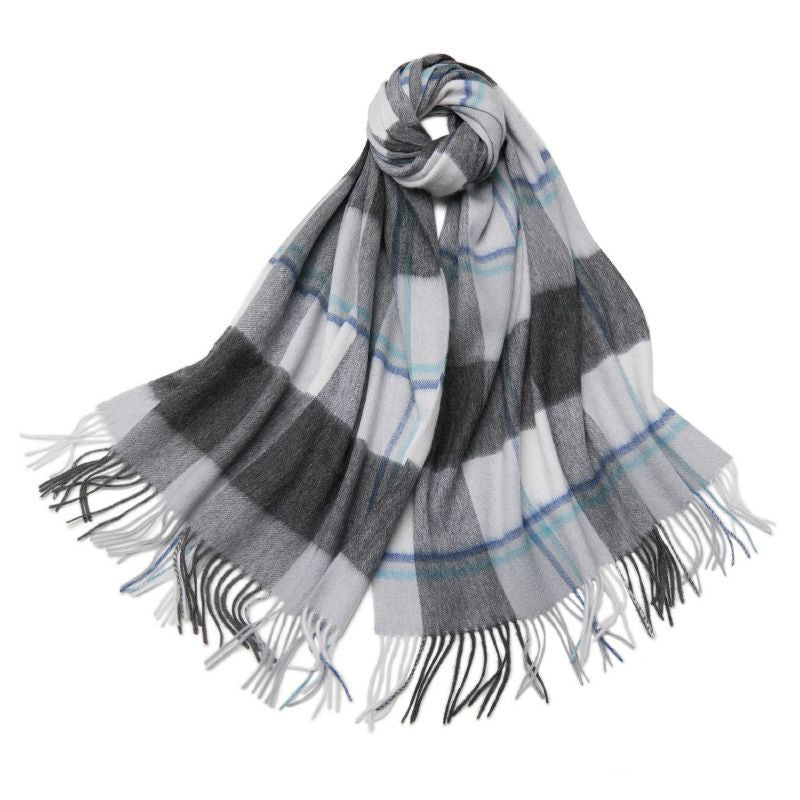 elegant plaid wool shawl, view 4 - MRSLM