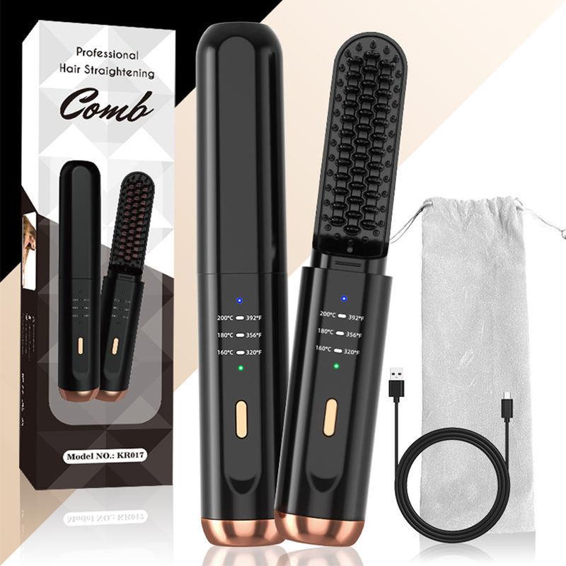 cordless beard and hair straightener brush - MRSLM