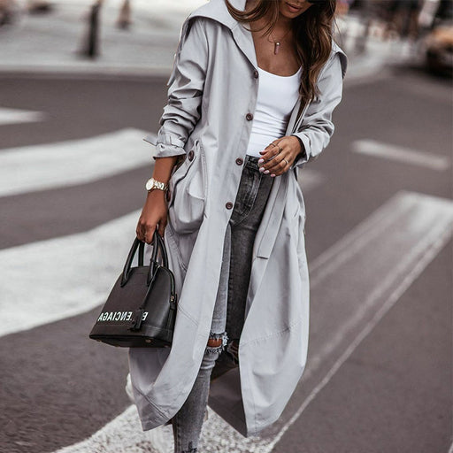 large lapel mid-length trench coat, view 7 - MRSLM