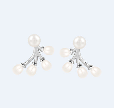 sterling silver pearl earrings, view 7 - MRSLM