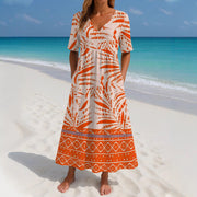 loose printed short sleeve dress, view 3 - MRSLM