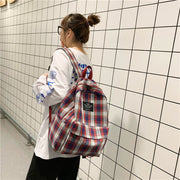 Plaid canvas casual schoolbag, view 2 - MRSLM