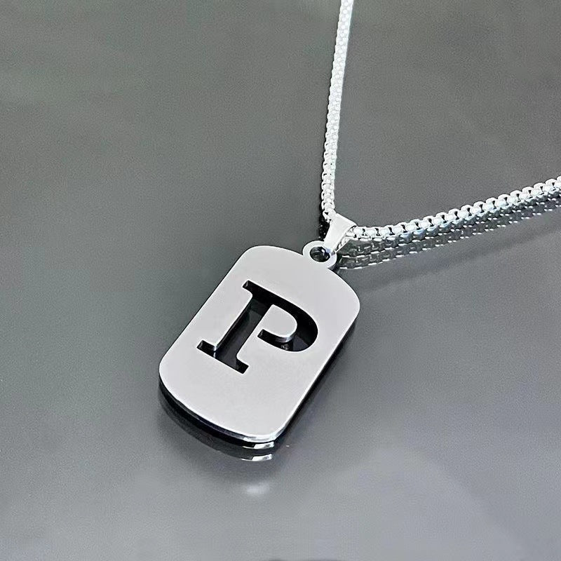 titanium steel letter necklace, view 16 - MRSLM