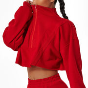 women's cotton patchwork zip-up hoodie, view 3 - MRSLM