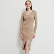 lace-up knitted midi dress, view 5 - MRSLM