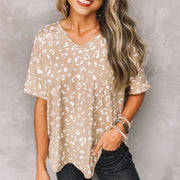 leopard print short sleeve loose top - MRSLM