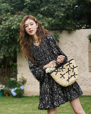 floral flounce-edge loose dress, view 4 - MRSLM