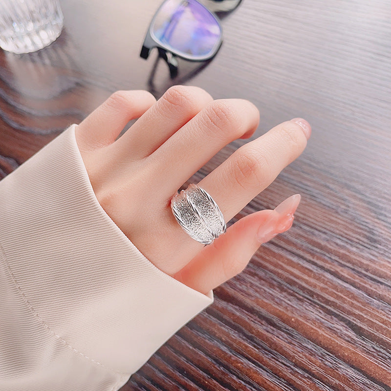 S925 silver minimalist textured ring, view 5 - MRSLM
