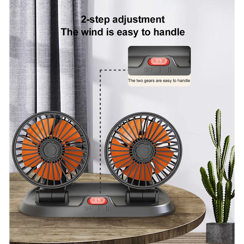dual head USB car fan, view 9 - MRSLM