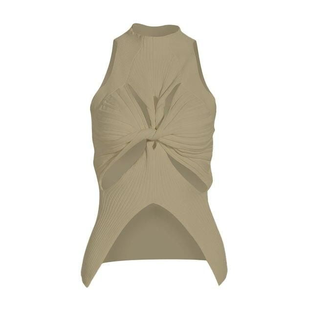 knit hollow-out sleeveless tank top, view 4 - MRSLM