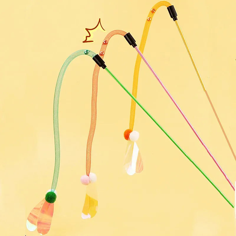 interactive cat teaser toy with butterfly and bell, view 5 - MRSLM