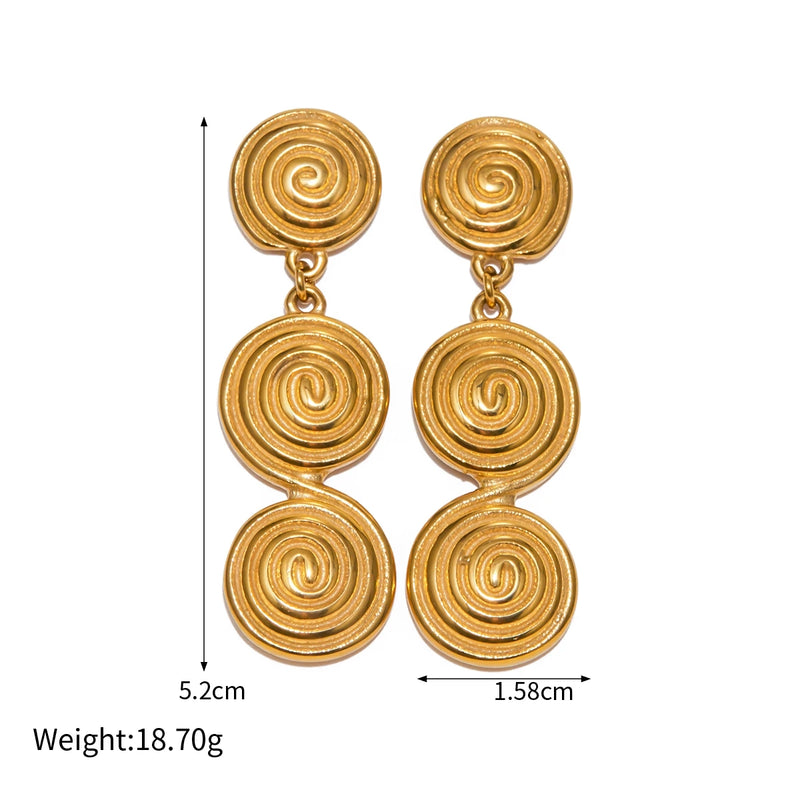 gold plated pendant earrings, view 2 - MRSLM