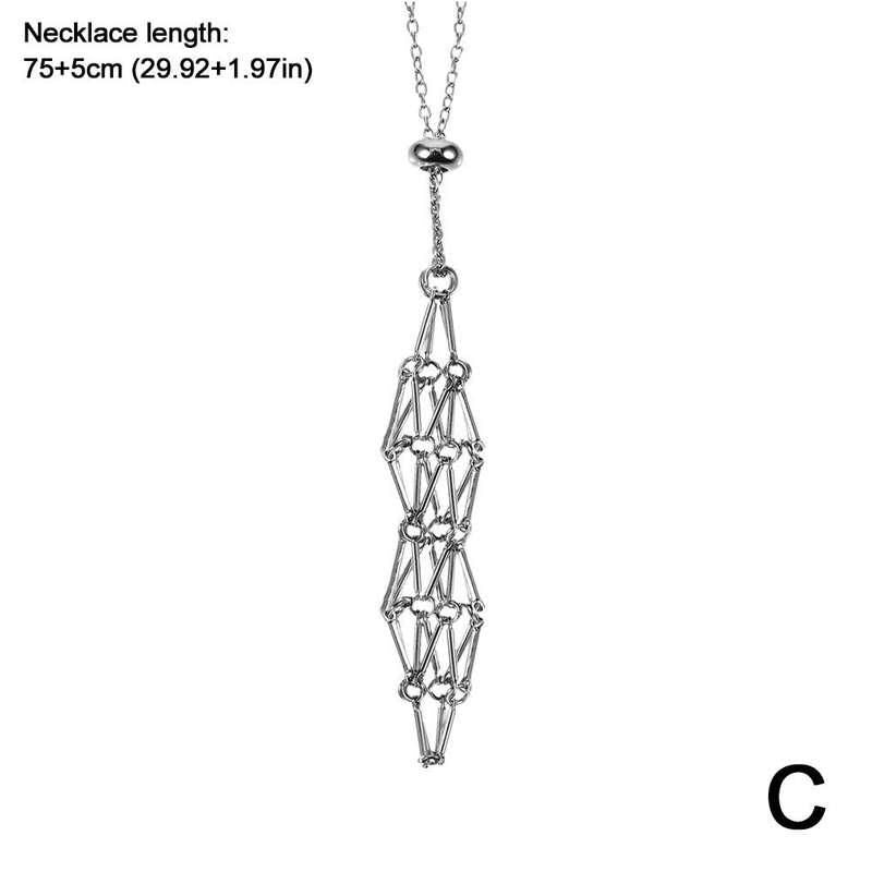 crystal stone holder necklace, view 7 - MRSLM