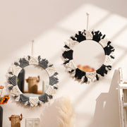 boho macrame round wall mirror - MRSLM