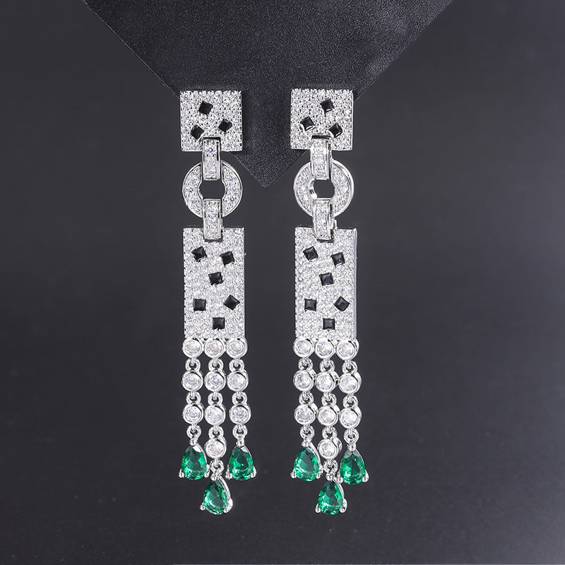simulated emerald drop earrings, view 3 - MRSLM