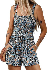 Flower print shorts jumpsuit sleeveless, view 3 - MRSLM