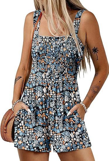 Flower print shorts jumpsuit sleeveless, view 3 - MRSLM