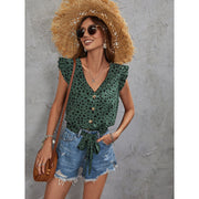 v-neck slim fit sleeveless green top, view 3 - MRSLM