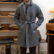 Slim fit mid-length wool coat, view 3 - MRSLM