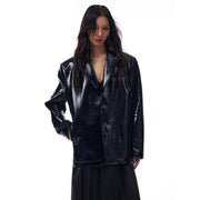 women's glossy PU leather jacket - MRSLM