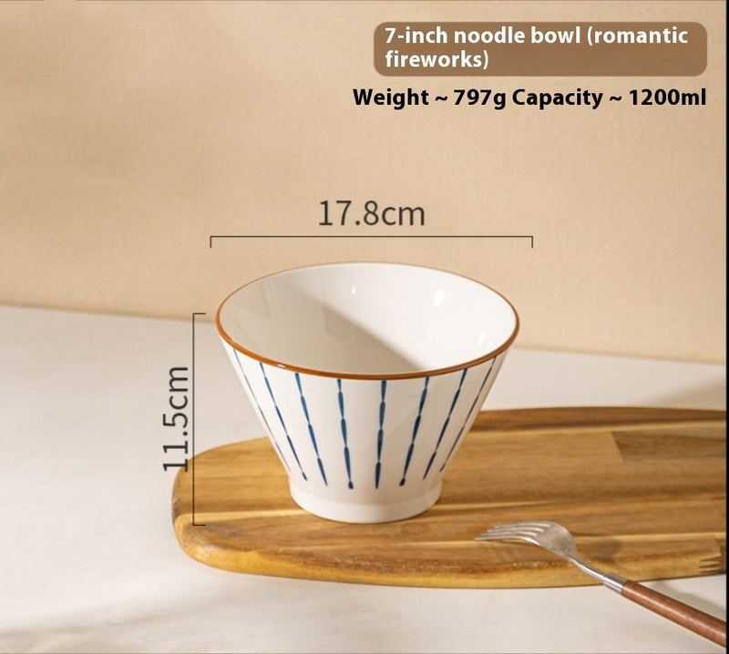 underglaze ceramic noodle bowl, view 8 - MRSLM