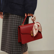 red cowhide leather handbag, view 6 - MRSLM