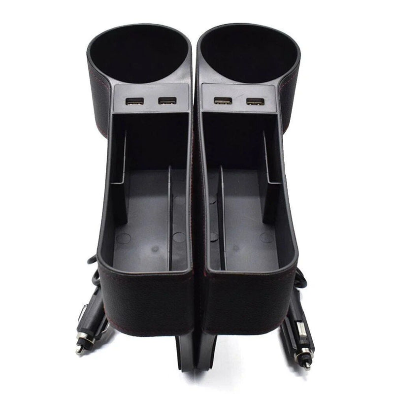 leather car seat gap organizer with dual usb, view 10 - MRSLM