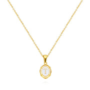 golden drip oil letter pendant necklace, view 10 - MRSLM