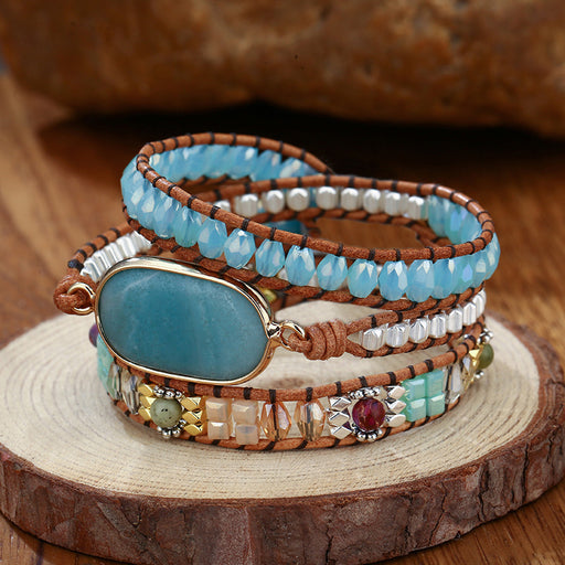 hand-woven leather stone bracelet - MRSLM