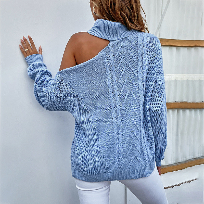 women's polo collar drop shoulder knit sweater, view 4 - MRSLM
