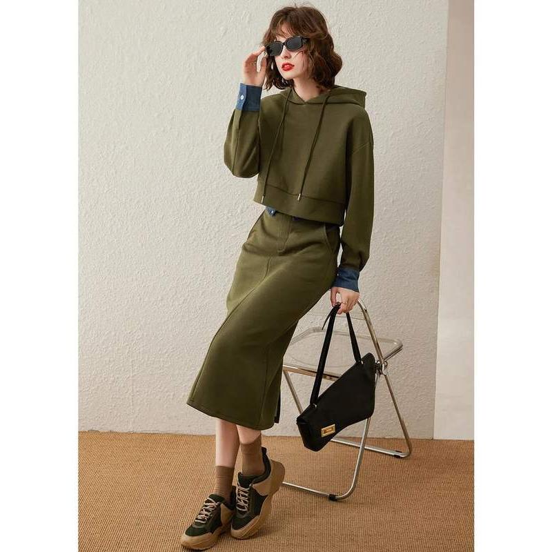 women's hooded two-piece dress set, view 2 - MRSLM