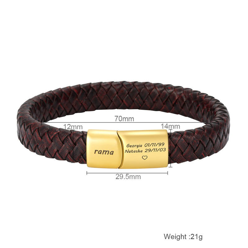 men's leather magnetic buckle bracelet, view 7 - MRSLM