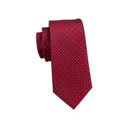 red plaid silk tie with cufflinks and handkerchief, view 4 - MRSLM
