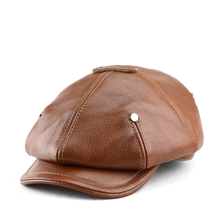 British retro men's leather beret, view 3 - MRSLM