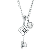 925 silver key lock necklace, view 2 - MRSLM