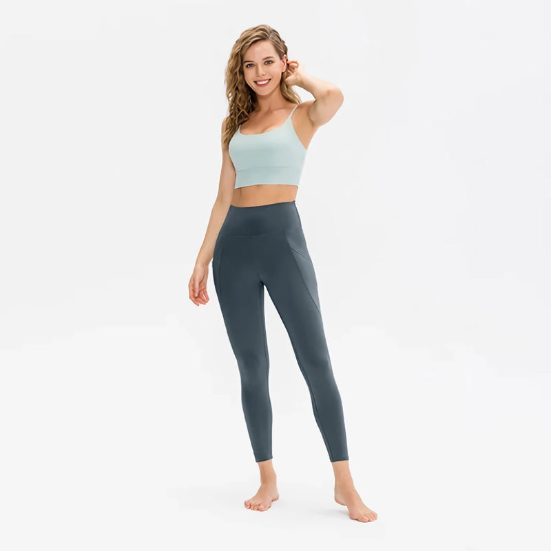 high-waist yoga leggings with pockets, view 8 - MRSLM