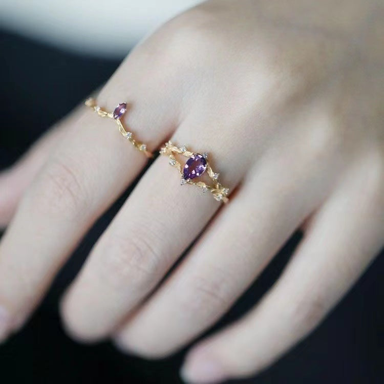 women's vintage flower crystal ring, view 4 - MRSLM