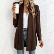 Women's shawl collar long knit cardigan, view 9 - MRSLM