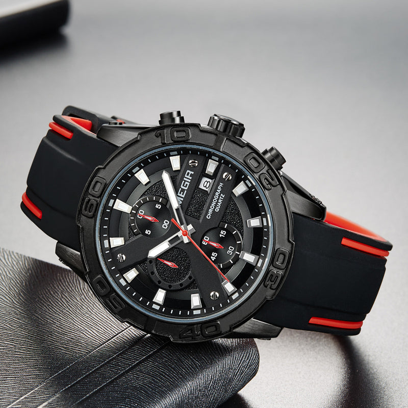 men's silicone strap luminous quartz watch, view 2 - MRSLM