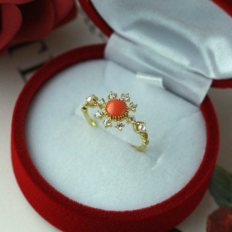 vintage natural pearl resin silver ring, view 4 - MRSLM