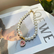 pearl and crystal pet collar with scarf, view 10 - MRSLM
