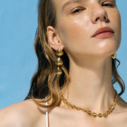 gold plated geometric shell earrings, view 5 - MRSLM