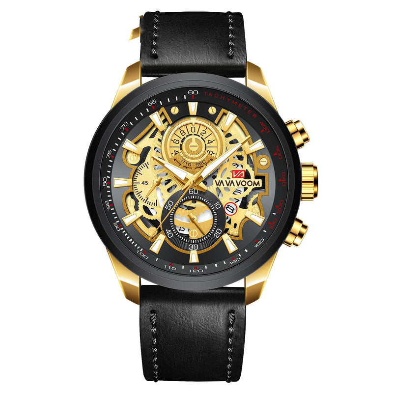 men's black gold quartz watch, view 11 - MRSLM