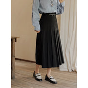 High waist pleated A-line skirt with belt, view 7 - MRSLM