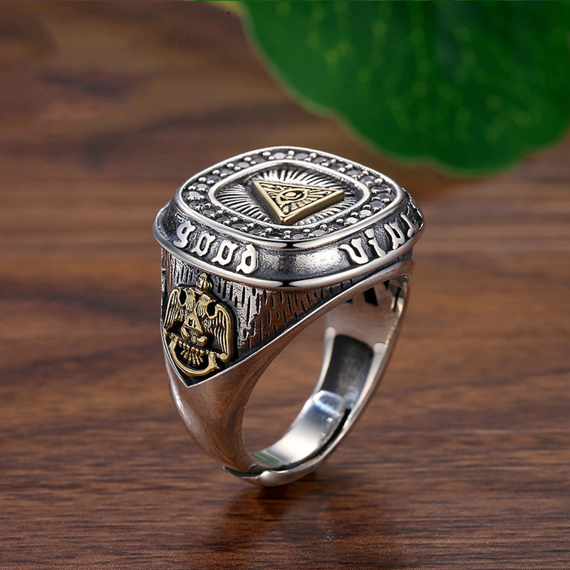 s925 silver eye of god vintage ring, view 4 - MRSLM